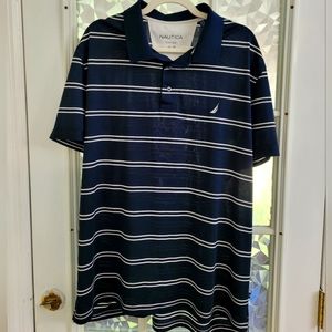𝅺Nautica Polo Striped Short Sleeves Shirt Tech Pique